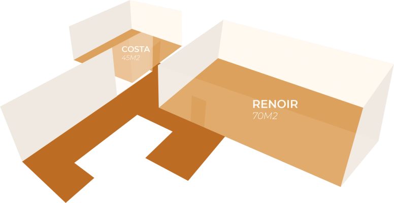 Plan 3d Prieuré 1er Centre de conférence et salle de réunion Image illustrant un événement professionnel à l'Espace de l'Ouest Lyonnais, incluant des conférences, séminaires, et congrès. Les espaces modulables, tels que l'amphithéâtre et les salles de réunion, sont équipés de prestations complémentaires et de solutions techniques avancées, parfaits pour organiser divers évènements professionnels et assurer leur succès.