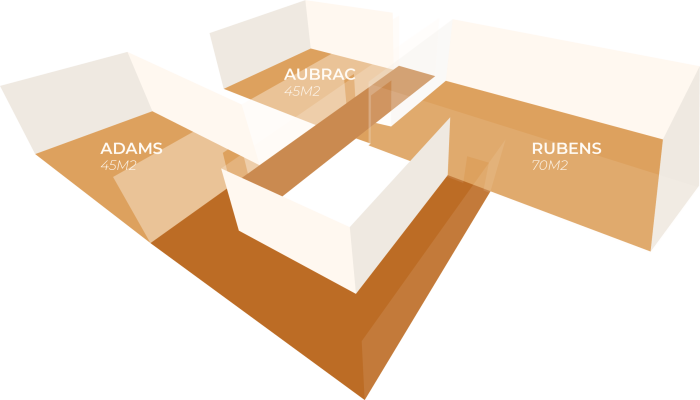 Plan 3d Prieuré rdc Image illustrant un événement professionnel à l'Espace de l'Ouest Lyonnais, incluant des conférences, séminaires, et congrès. Les espaces modulables, tels que l'amphithéâtre et les salles de réunion, sont équipés de prestations complémentaires et de solutions techniques avancées, parfaits pour organiser divers évènements professionnels et assurer leur succès.